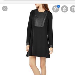 NWOT BCBG MAXAZRIA BLACK AERO PLEATHER BIB DRESS